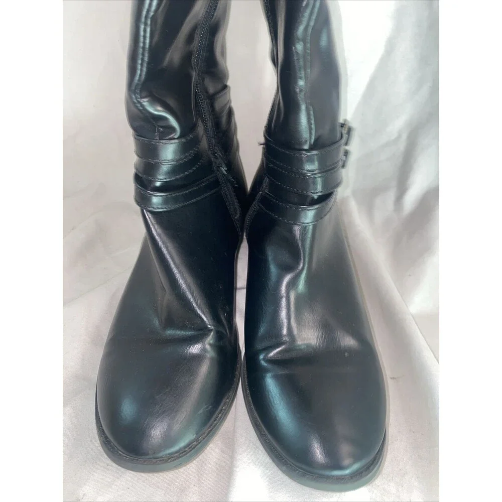 SO Trixie Equestrian Riding Faux Leather Boots Knee High 6.5 MedTwo Tone Tall